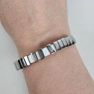 Michael Kors Silver&White Leather Buckle Bracelet